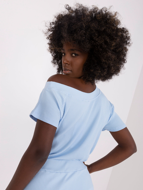 Hurt Jasnoniebieska bluzka basic z krótkim rękawem