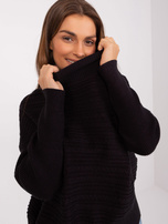 Black women's asymmetrical sweater with wool