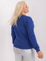 Hurt Kobaltowa damska bluzka plus size z aplikacją