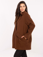Brązowy damski płaszcz z kołnierzem RUE PARIS 