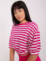 Hurt Fuksjowy komplet casualowy z krótką bluzką