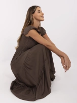 Brązowa rozkloszowana sukienka na lato