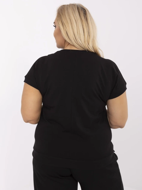 Czarna damska bluzka plus size z nadrukiem