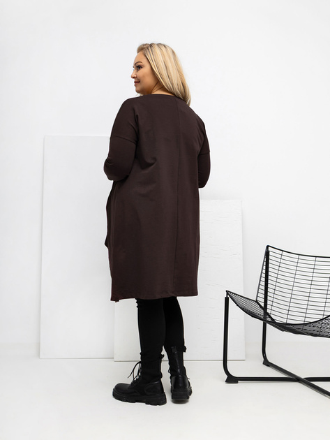 Czekoladowa asymetryczna tunika plus size