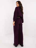Ciemnofioletowe sztruksowe spodnie od kompletu