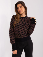 Hurt Czarno-brązowy sweter klasyczny z wzorem