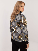 Hurt Czarna damska bluza z nadrukiem i stójką