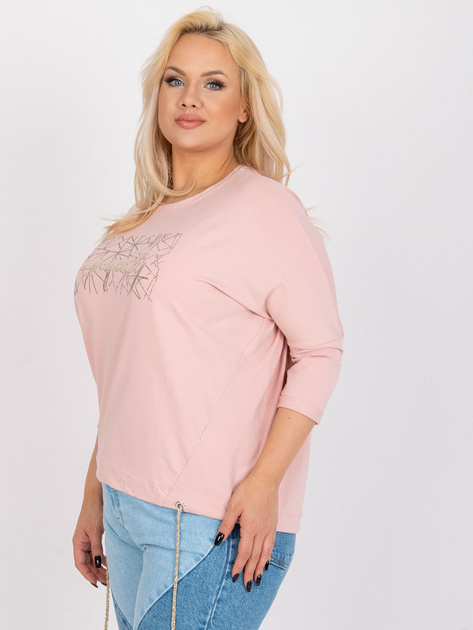 Brudnoróżowa bawełniana bluzka plus size do pracy