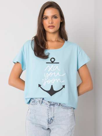 Jasnoniebieski t-shirt z nadrukiem Silva