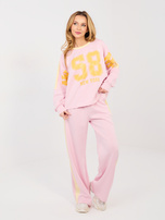 Pastelowy różowy komplet z bluzą oversize RUE PARIS