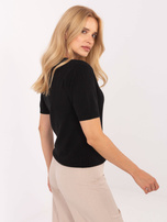 Czarny damski sweter z krótkim rękawem