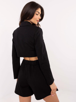 Hurt Czarne damskie spódnico-spodenki z plisowaniem