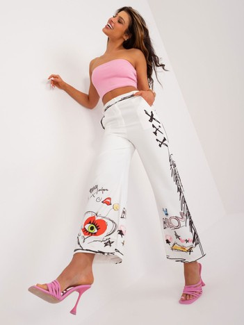 Hurt Ecru kelnės su spausdinimu.