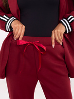 Bordowy casualowy komplet z lampasami RUE PARIS