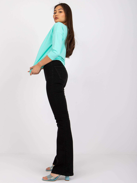 Turkusowa bluzka basic z rękawem 3/4 April