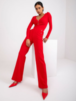 Czerwony casualowy komplet w prążek Penelope RUE PARIS