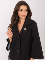 Czarny przejściowy płaszcz z kieszeniami RUE PARIS