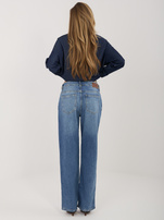 Ciemnoniebieskie proste jeansy z lampasami SUBLEVEL 