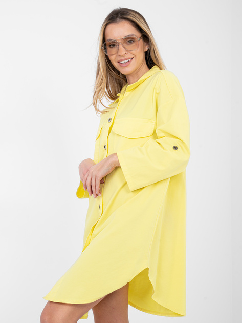 Żółta sukienka szmizjerka z kołnierzykiem RUE PARIS