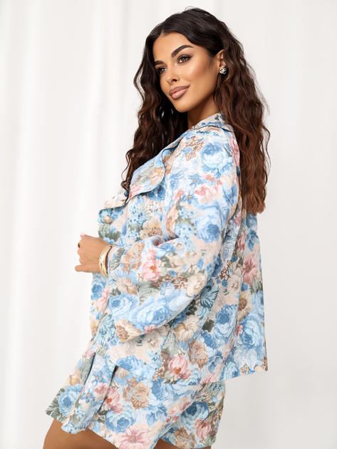 Jasnoniebieska jednorzędowa marynarka z printem