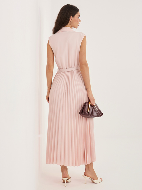 Jasnoróżowa plisowana sukienka bez rękawów RUE PARIS