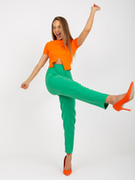 Hurt Zielone elegacnkie spodnie z materiału z prostą nogawką