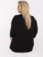 Czarna damska bluzka plus size z rękawem 3/4