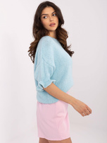 Hurtownia Jasnoniebieski sweter oversize z wiskozą