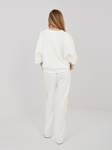 Ecru damski komplet z prostymi spodniami RUE PARIS