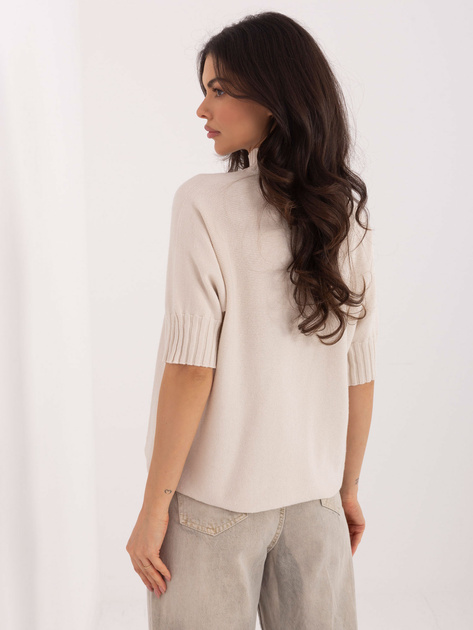 Beżowy damski sweter z domieszką wełny