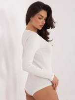 Ecru damskie body basic w prążek RUE PARIS