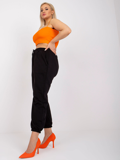 Czarne spodnie dresowe plus size z wysokim stanem Ainhoa