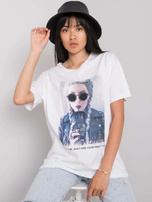 Biały t-shirt z nadrukiem Kemmy