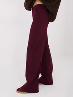 Burgundowe spodnie z imitacją podwiniętych nogawek RUE PARIS