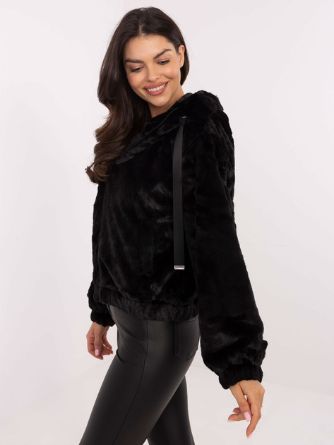Hurtownia Czarna damska kurtka miś z suwakiem