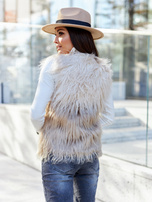 Beżowa damska kamizelka futrzana Romi