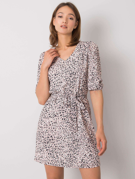 Brudnoróżowa sukienka z printami Jianna