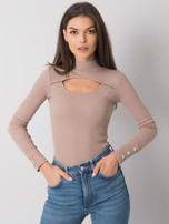 Ciemnobeżowa bluzka z wycięciem Attale 