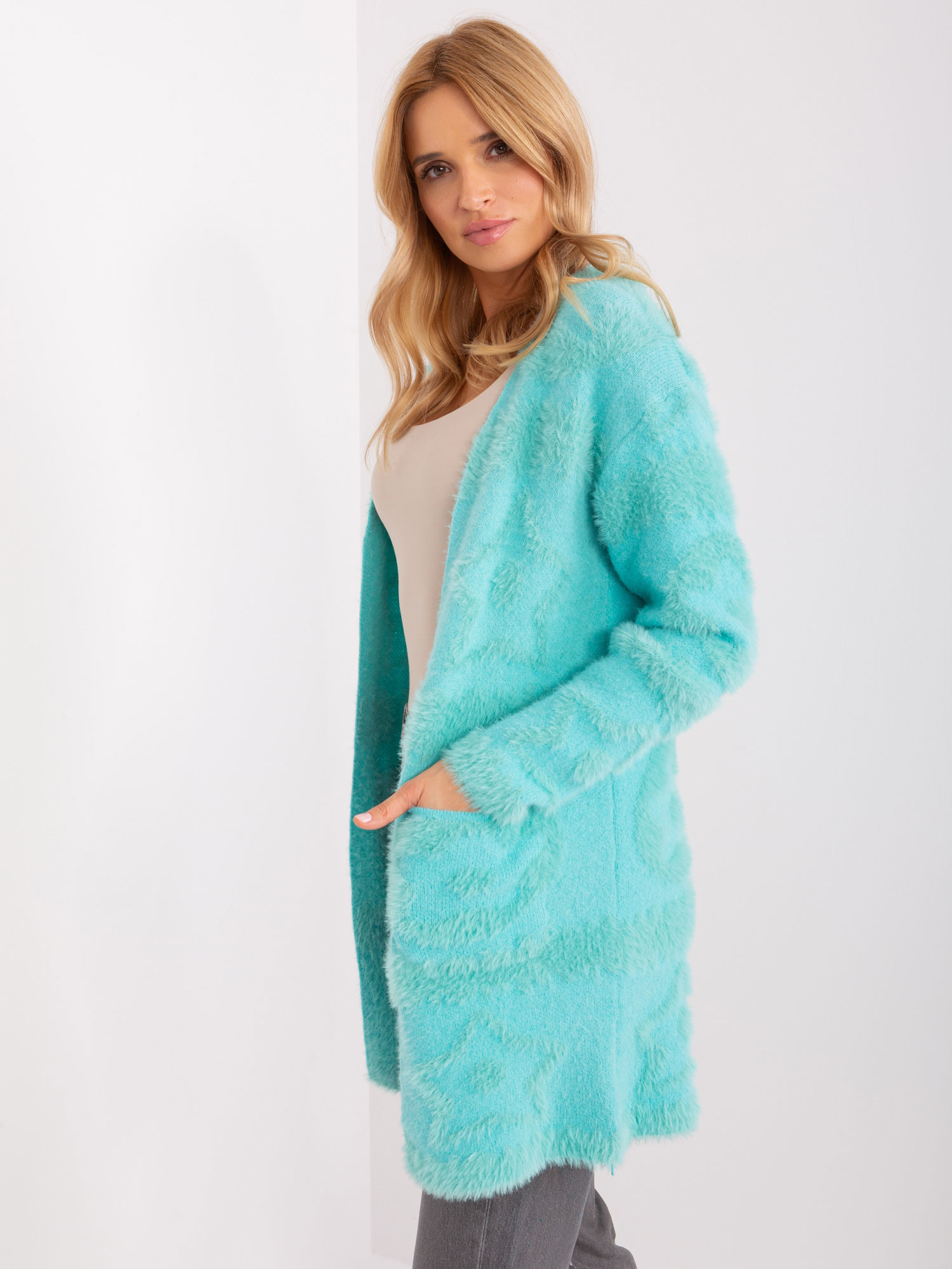 Mint soft cardigan with pockets 