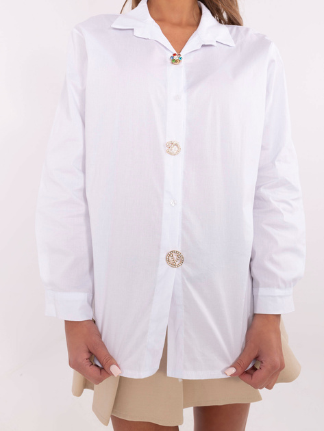 Hurt Biała elegancka koszula z odpinanymi broszkami