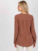Hurt Brązowa luźna bluzka damska z wiskozy SUBLEVEL