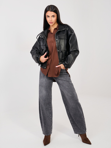 Brązowa damska koszula oversize z kołnierzykiem