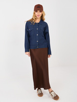 Granatowa jeansowa koszula z kołnierzykiem 