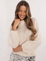 Hurt Jasnobeżowy sweter oversize z domieszką wełny