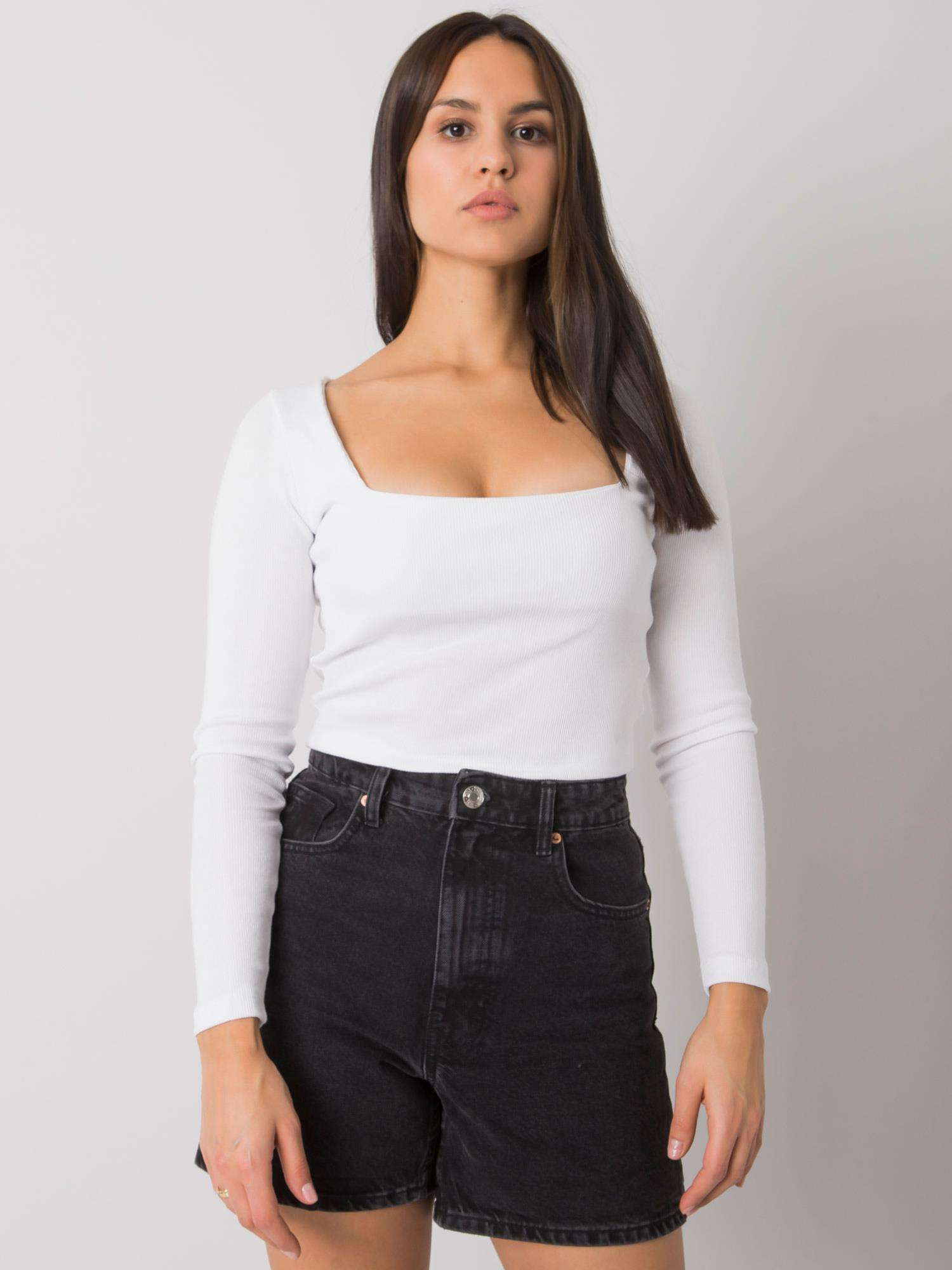 Weiße kurze Bluse mit Streifen Cammy RUE PARIS.