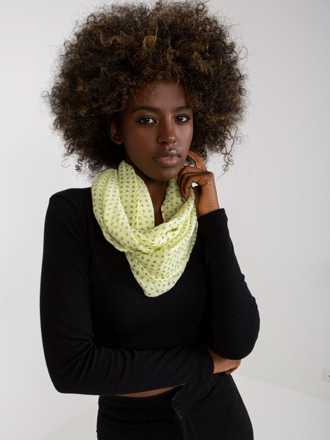 Żółta lekka chusta komin z nadrukiem