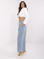Blue women's baggy jeans with pockets.