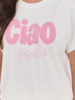 Ecru dwuczęściowy komplet z napisem Ciao Bella