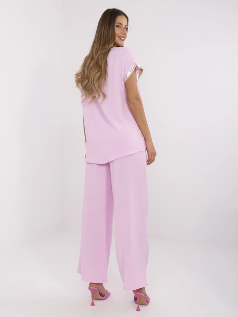 Jasnoróżowy letni komplet z wiskozą