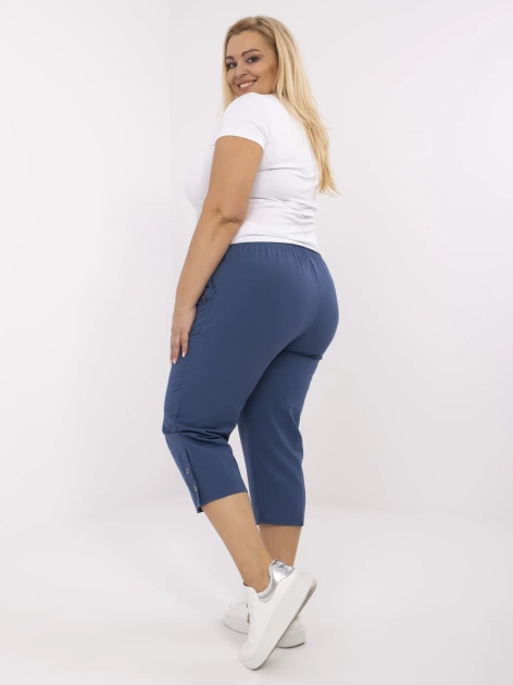 Ciemnoniebieskie rybaczki plus size z gumką w pasie
